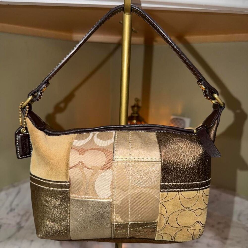 Coach Women's Gold and Brown Bag